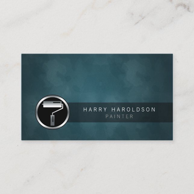 Painter Paint Roller Icon Dark Grunge BusinessCard Visitkort (Framsida)