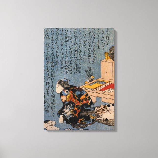 Painter som tycker om Cats, Utagawa Kuniyoshi Canvastryck (Framsida)