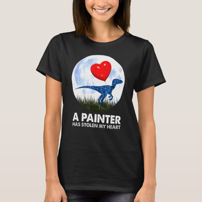 Painter t rex Dinosaur humor Shirt (Framsida)
