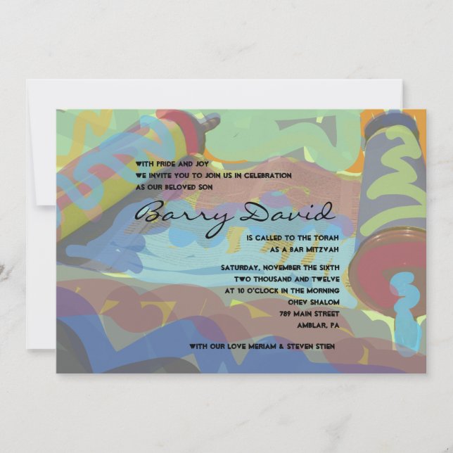 PAINTERAD Bat mitzvah inbjudan till TORAH Pub (Framsida)