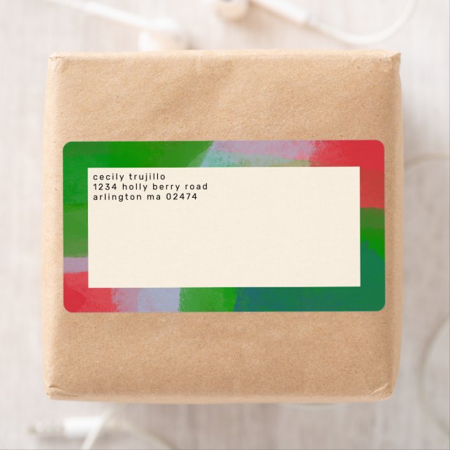 Painterly Abstrakt Art Monogram Red and Grönt Fraktsedel (Insitu)