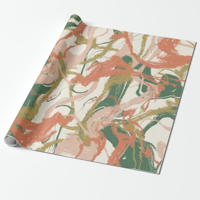 Painterly Abstrakt Whimsical Wrapping Papper Lakan Presentpapper (Utrullad)
