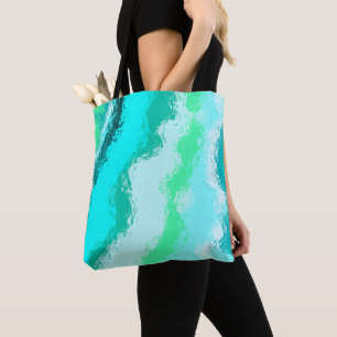 Painterly-Abstrakten Vågigt blå Grönt av Aqua Arts Tygkasse