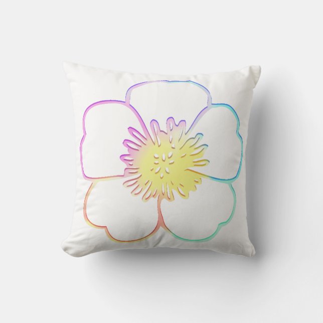 Painterly blomma för pastellfärgad Fauxvattenfärg Kudde (Framsida)