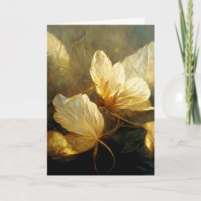 Painterly Golden Löv Greeting Card Kort (Framsida)