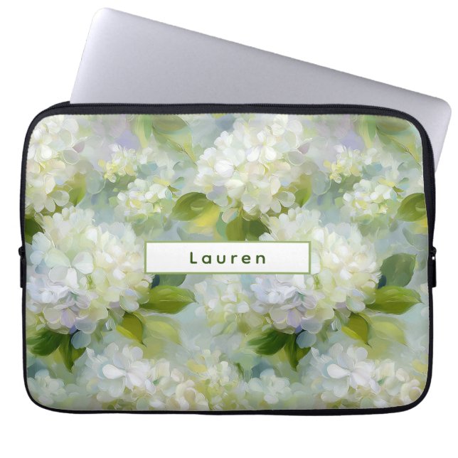 Painterly Hydrangea mönster Laptop Fodral (Framsidan)