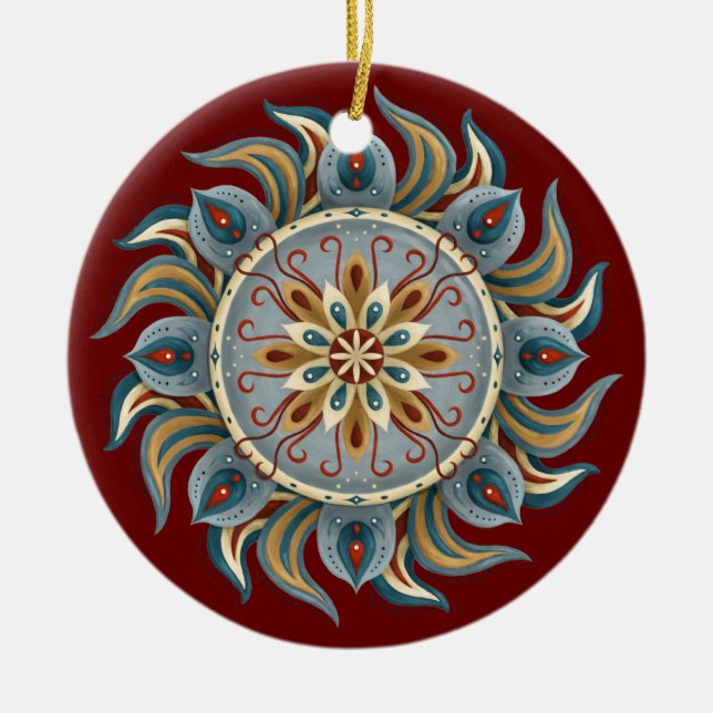 Painterly Mandala Julgransprydnad Keramik (Framsidan)