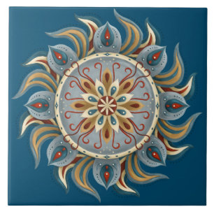 Painterly Mandala Kakelplatta