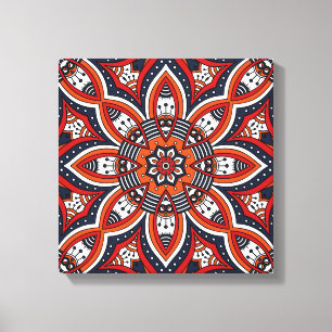 Painterly Nature Boho Blommigt Mandala Canvastryck