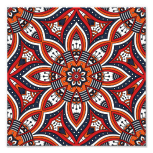 Painterly Nature Boho Blommigt Mandala Fototryck