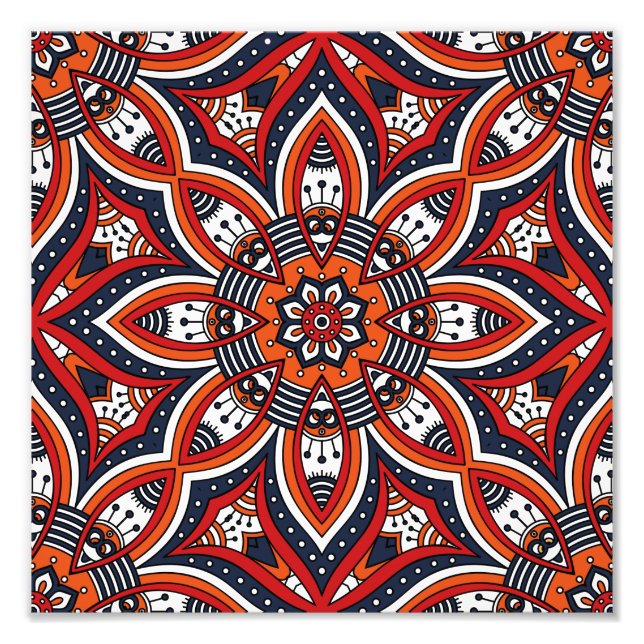 Painterly Nature Boho Blommigt Mandala Fototryck (Framsidan)