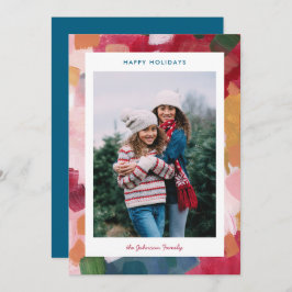 Painterly Palette Abstract Holiday Julkort