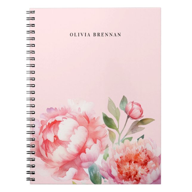 Painterly Peonies Refined blommigt  design Anteckningsbok (Framsidan)