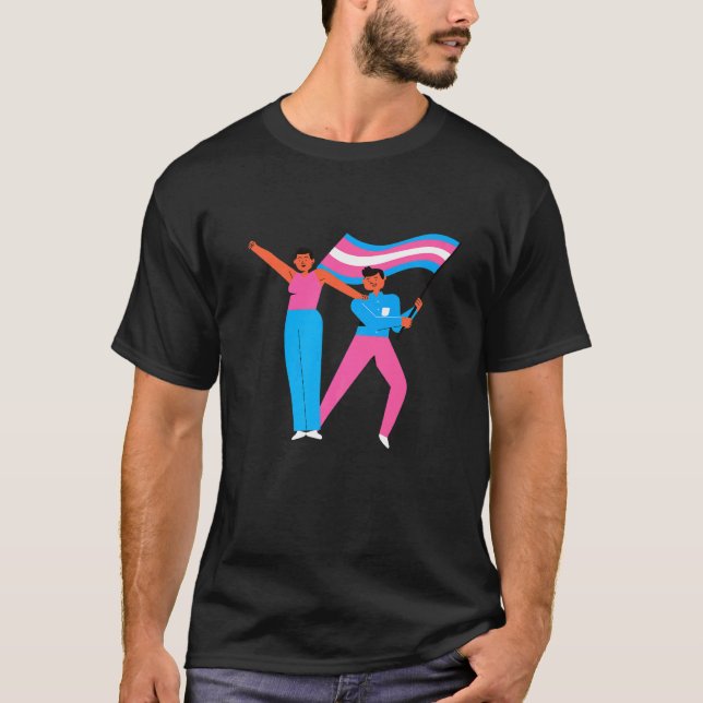 Painterly Pride Transgender Wave Flagga Trans Prid T Shirt (Framsida)