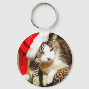 Painterly Santa kattunge Nyckelring