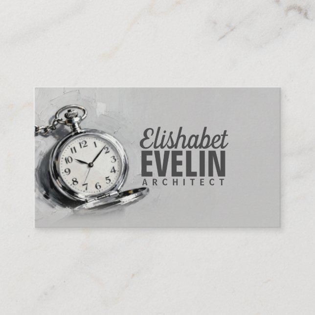 Painterly Silver Pocket Watch g543 Visitkort (Framsida)