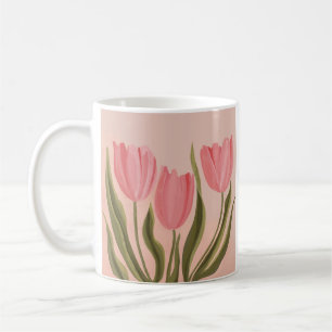 Painterly Söt Rosa Tulips Kaffemugg