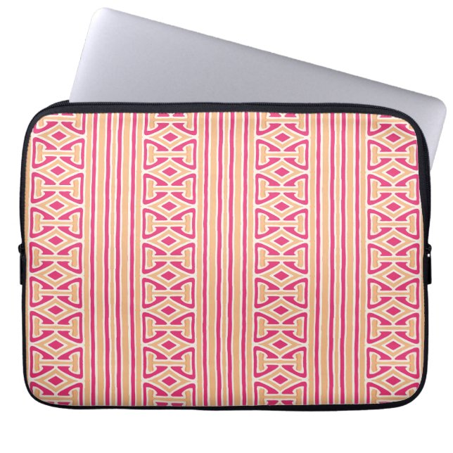 Painterly Trellis Stripe in Pink and Orange Laptop Fodral (Framsidan)