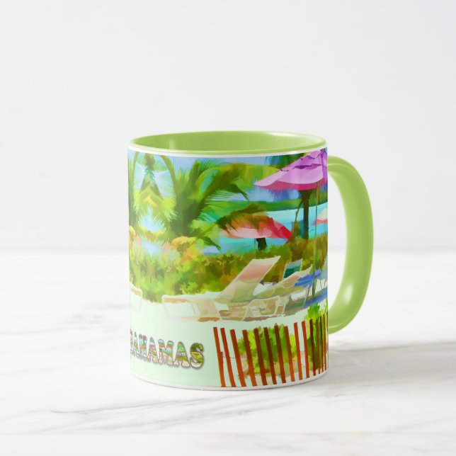 Painterly Tropical Bahama Islands Beach Scene Mugg (Framsida höger)