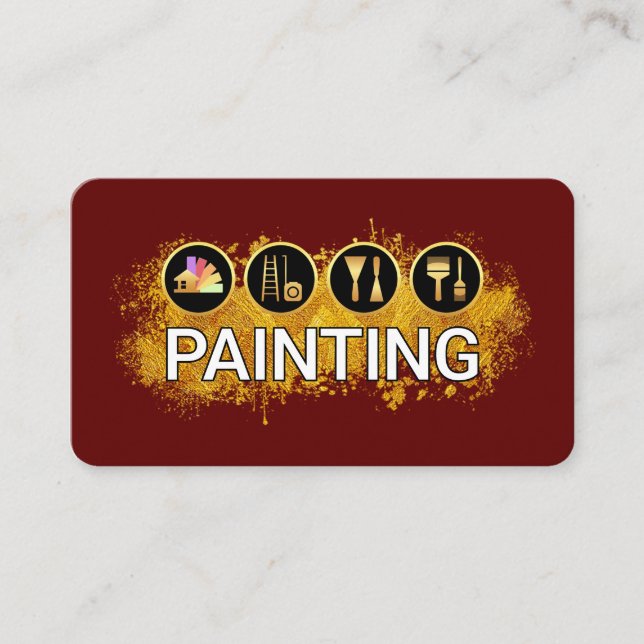 Painter's Tool Gold Paint Splatter Visitkort (Framsida)