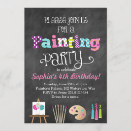Painting Art Party Chalkboard Stil-inbjudan Inbjudningar
