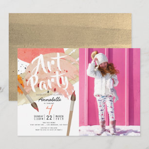 Painting Art Party Modern Chic Girl Birthday Inbjudningar