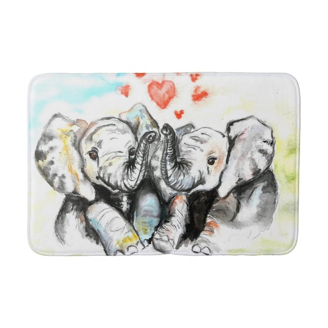 Painting Bath Mat Elephant Family Badrumsmatta (Framsidan)