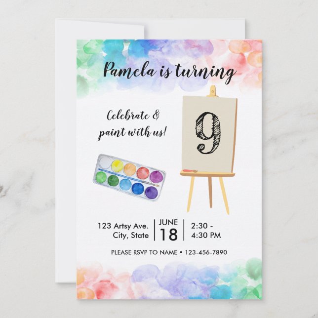 Painting Birthday-inbjudan Inbjudningar (Framsida)
