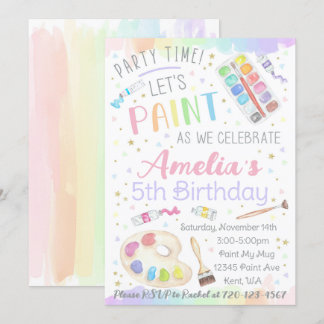 Painting Birthday-inbjudan, Paint Party Inbjudningar