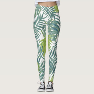 Painting Hawaiian handflatan Träd Fronts Leggings