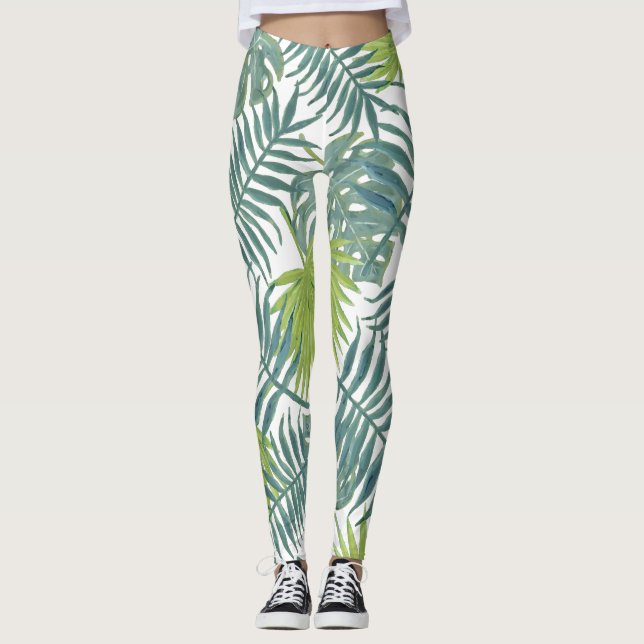 Painting Hawaiian handflatan Träd Fronts Leggings (Framsida)