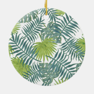 Painting Hawaiian Print på handflatan Träd fronts Julgransprydnad Keramik