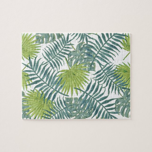 Painting Hawaiian Print på handflatan Träd fronts Pussel (Horisontell)
