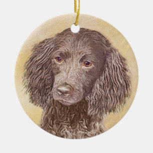 Painting - Original Hund Art i amerikanska Vatten Julgransprydnad Keramik