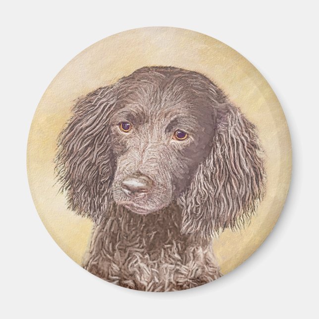 Painting - Original Hund Art i amerikanska Vatten Magnet (Framsidan)