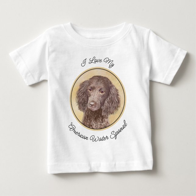 Painting - Original Hund Art i amerikanska Vatten T Shirt (Framsida)