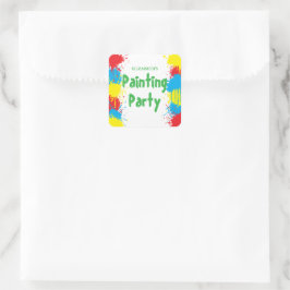 Painting Party Kids Birthday Fyrkantigt Klistermärke