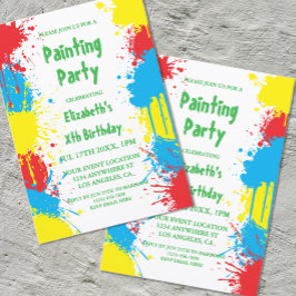 Painting Party Kids Birthday Inbjudningar