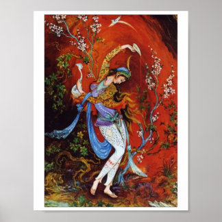Painting Persian Girl Poring vin från jug Poster