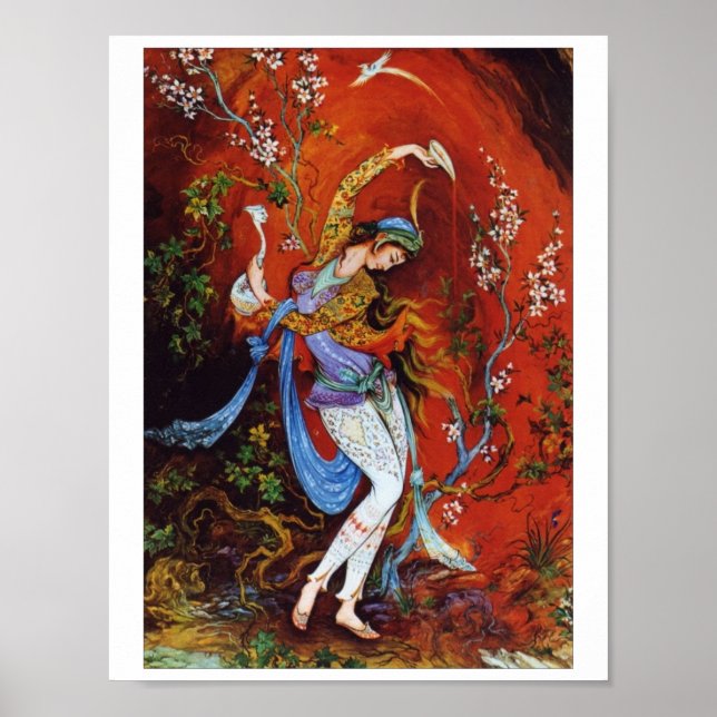Painting Persian Girl Poring vin från jug Poster (Framsidan)
