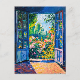 Painting Terrace View of flower garden Vykort