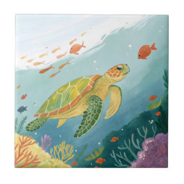 Painting Turtle Kakelplatta