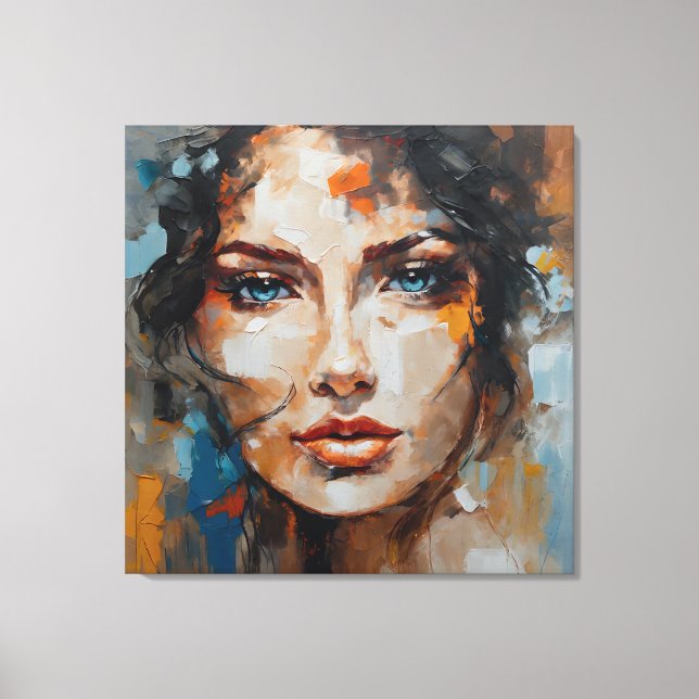 Painting woman's face print on canvas (Framsida)