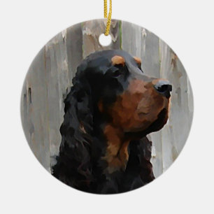Paintng för Gordon Setter prydnad Julgransprydnad Keramik