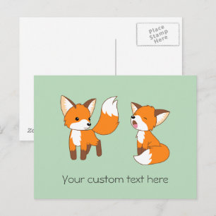Pair av Cute Little Foxes Vykort