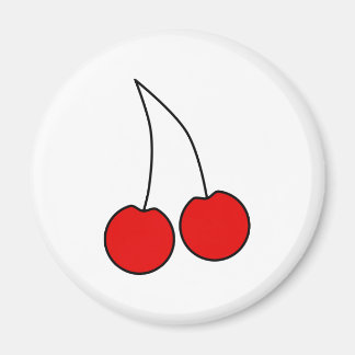 Pair av Red Cherries. Svart kontur. Magnet