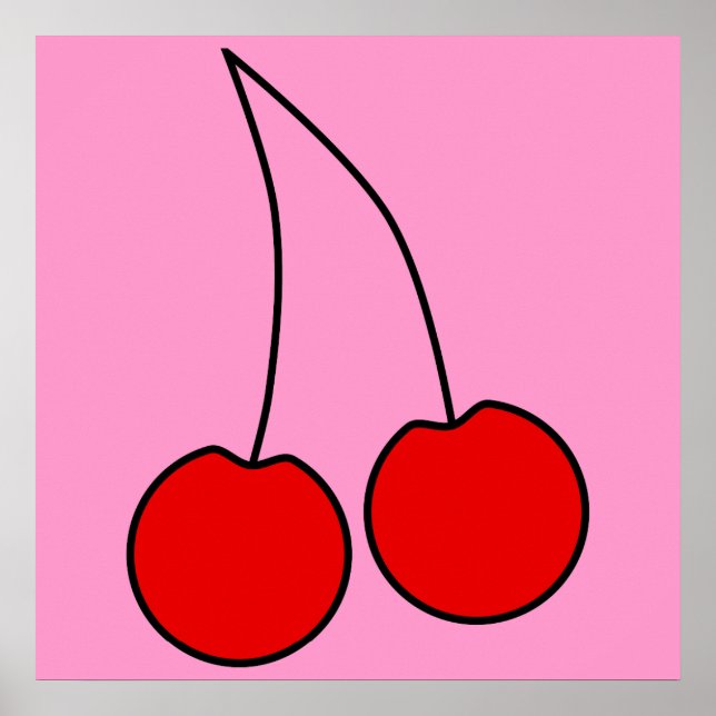 Pair av Red Cherries. Svart kontur. Poster (Framsidan)
