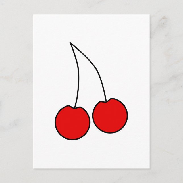 Pair av Red Cherries. Svart kontur. Vykort (Framsida)
