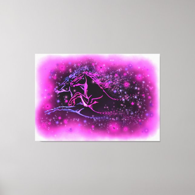 Pair Horse Kanvastryck som körs i Starry Natt (Framsida)