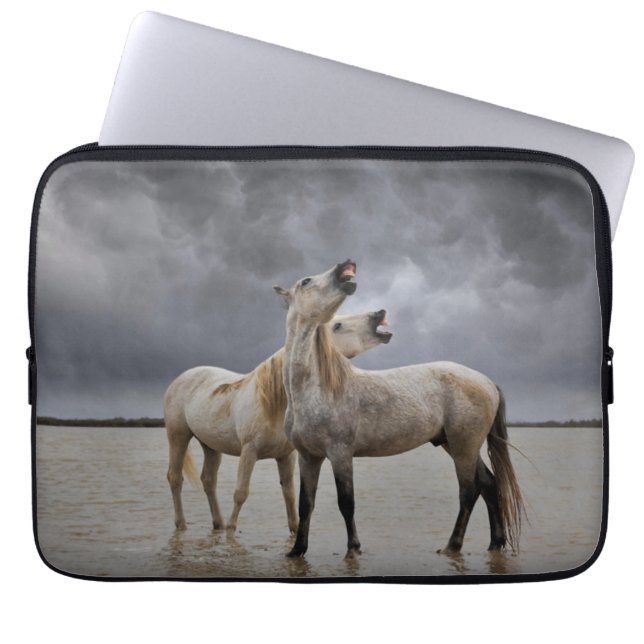Pair of Camargue Horse Stallions, Southern France Laptop Fodral (Framsidan)
